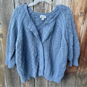 Avenue Crocheted Open-Knit Snap Closure Cardigan Sz. 18/20
